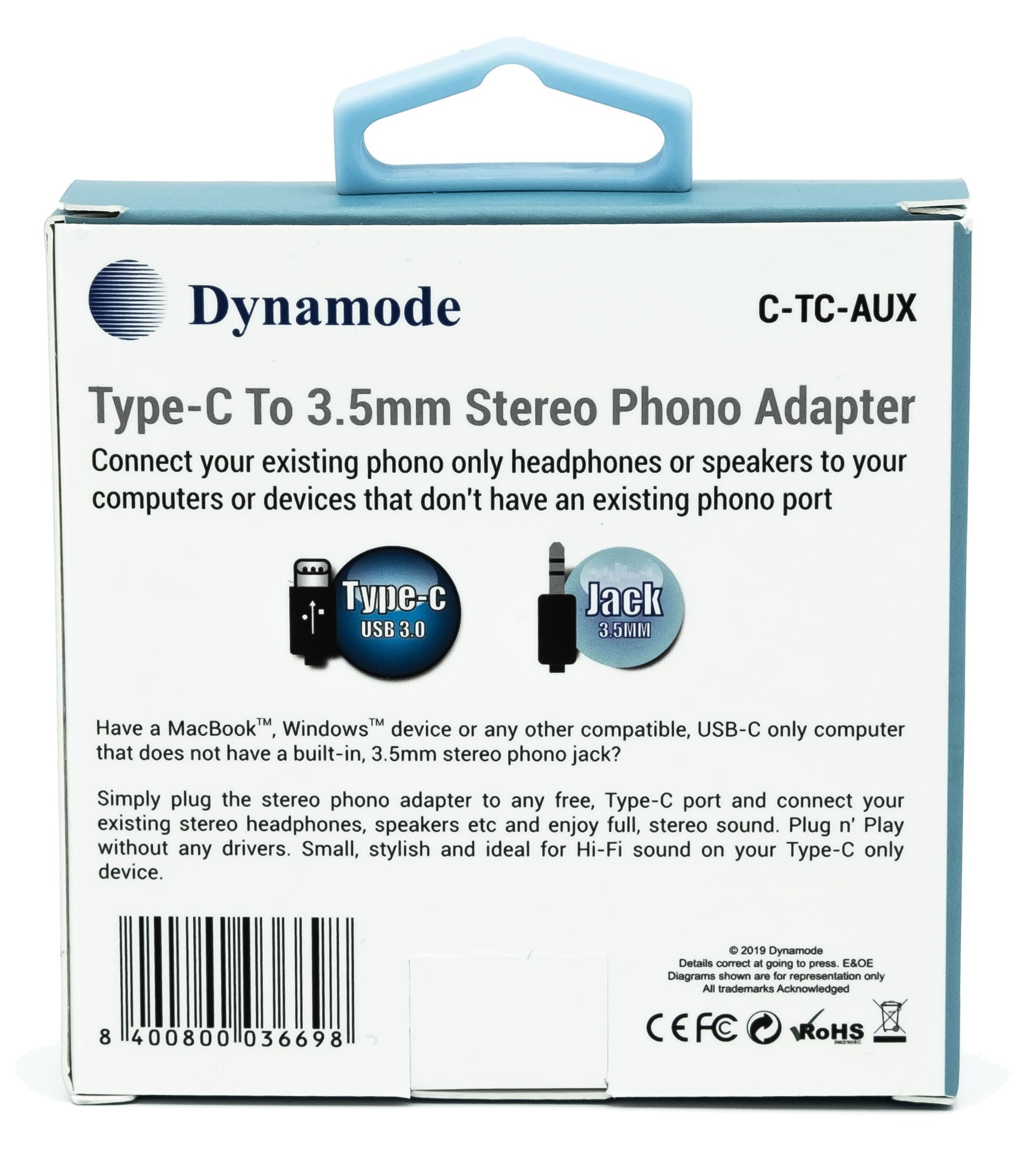 Dynamode C-TC-AUX USB Type-C to Phono Adapter