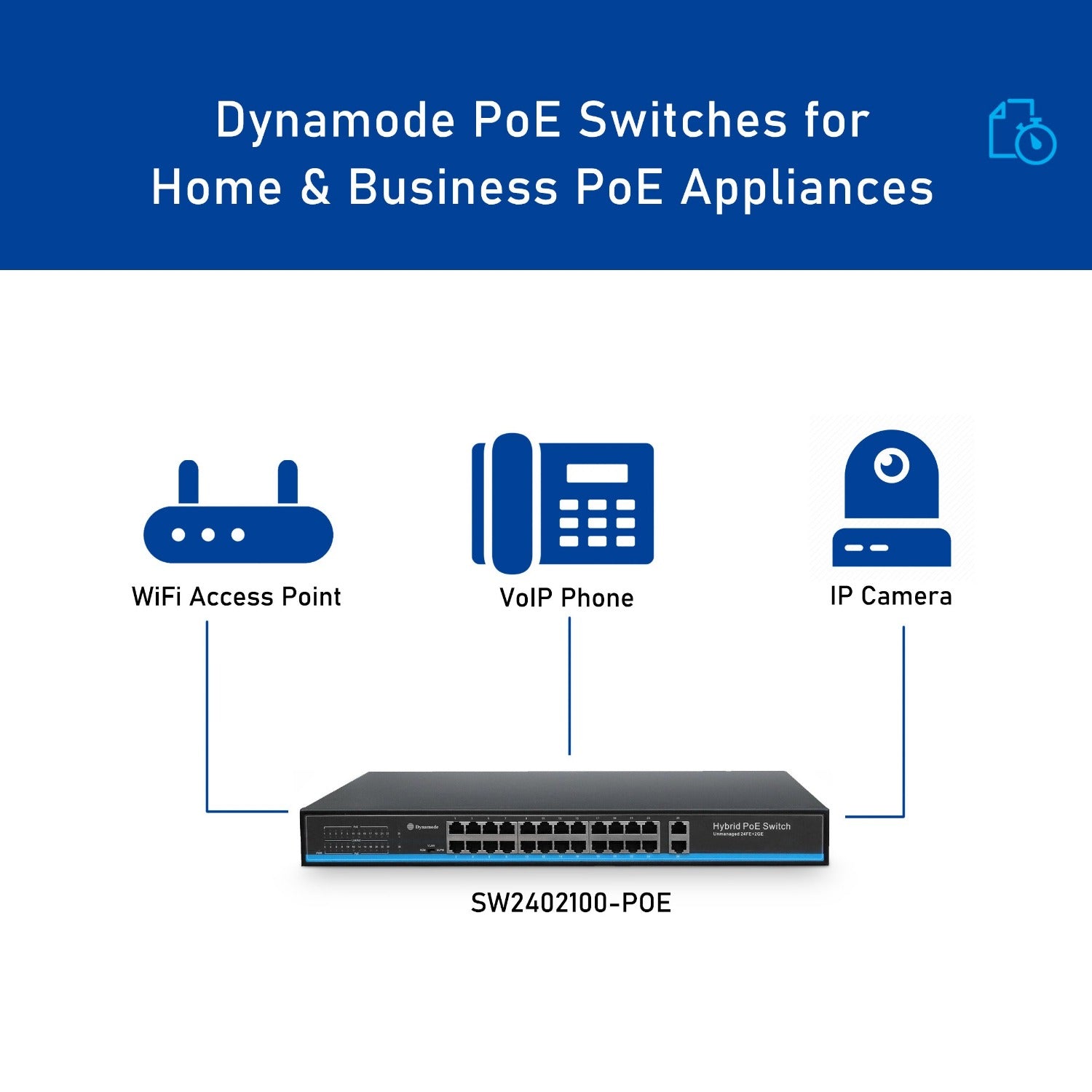 Dynamode SW2402100-POE 24 Port Fast Ethernet Rackmount POE Switch