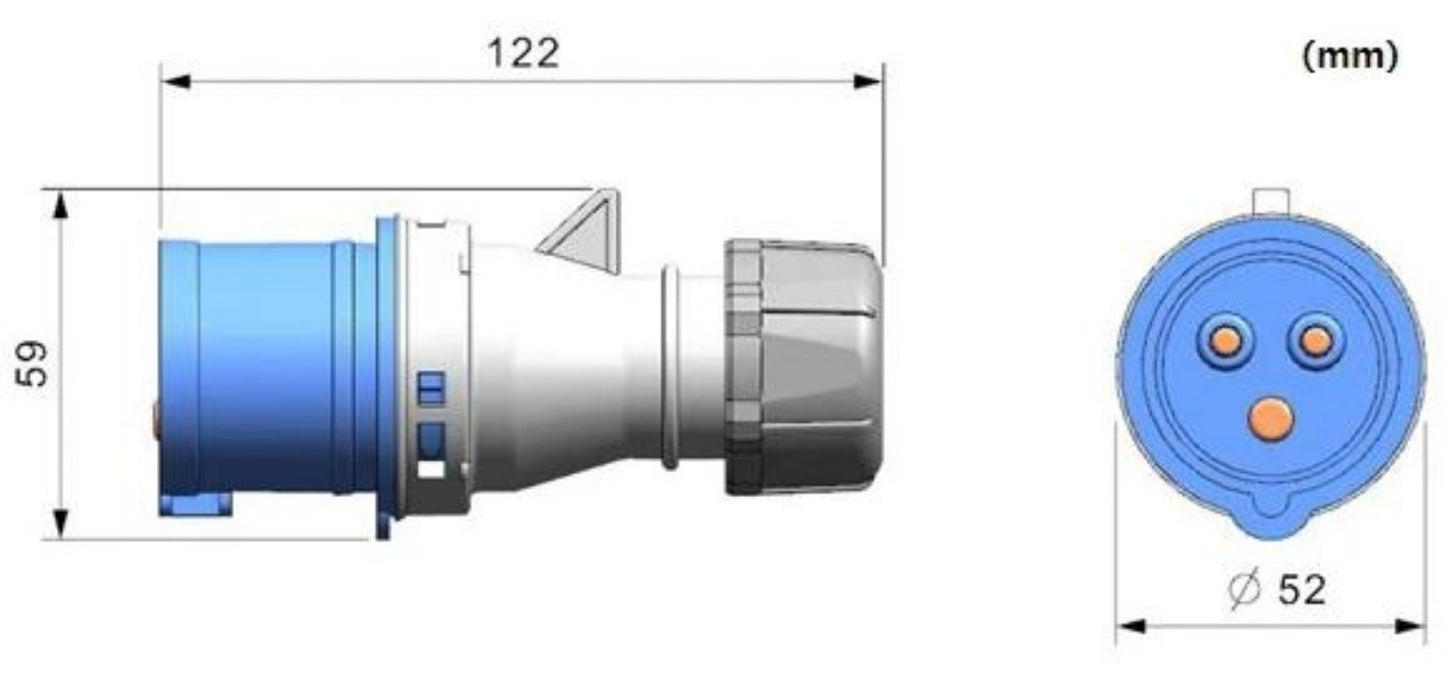 Industrial Power: Re-Wireable Male Inline Plug 16 Amps @ 250V ...
